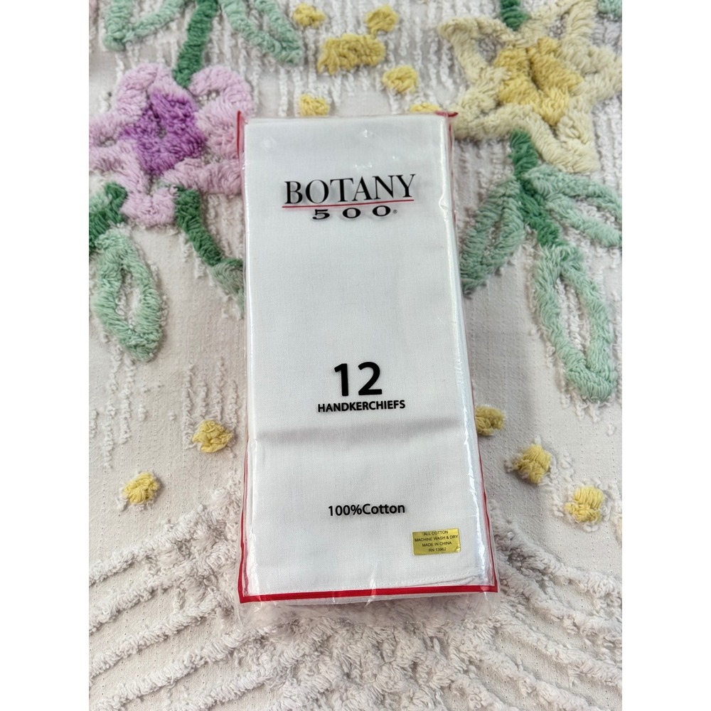 Botany 500 Mens‎ White Cotton Handkerchiefs 12 Pack Vintage Pocket Squares 16x16